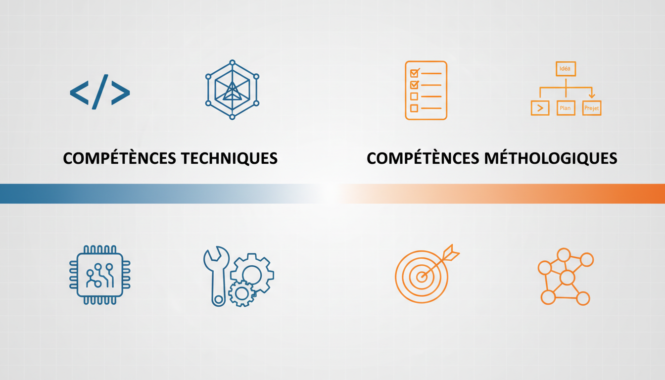 Tableau comparatif des compétences techniques et méthodologiques.