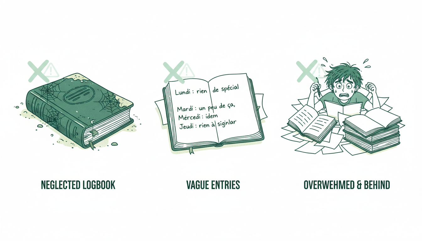 erreurs journal de bord stage