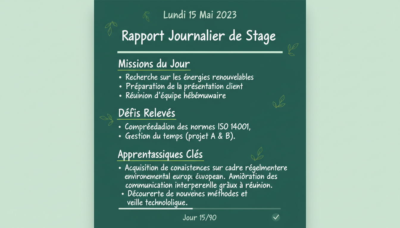 exemple journal de bord semaine